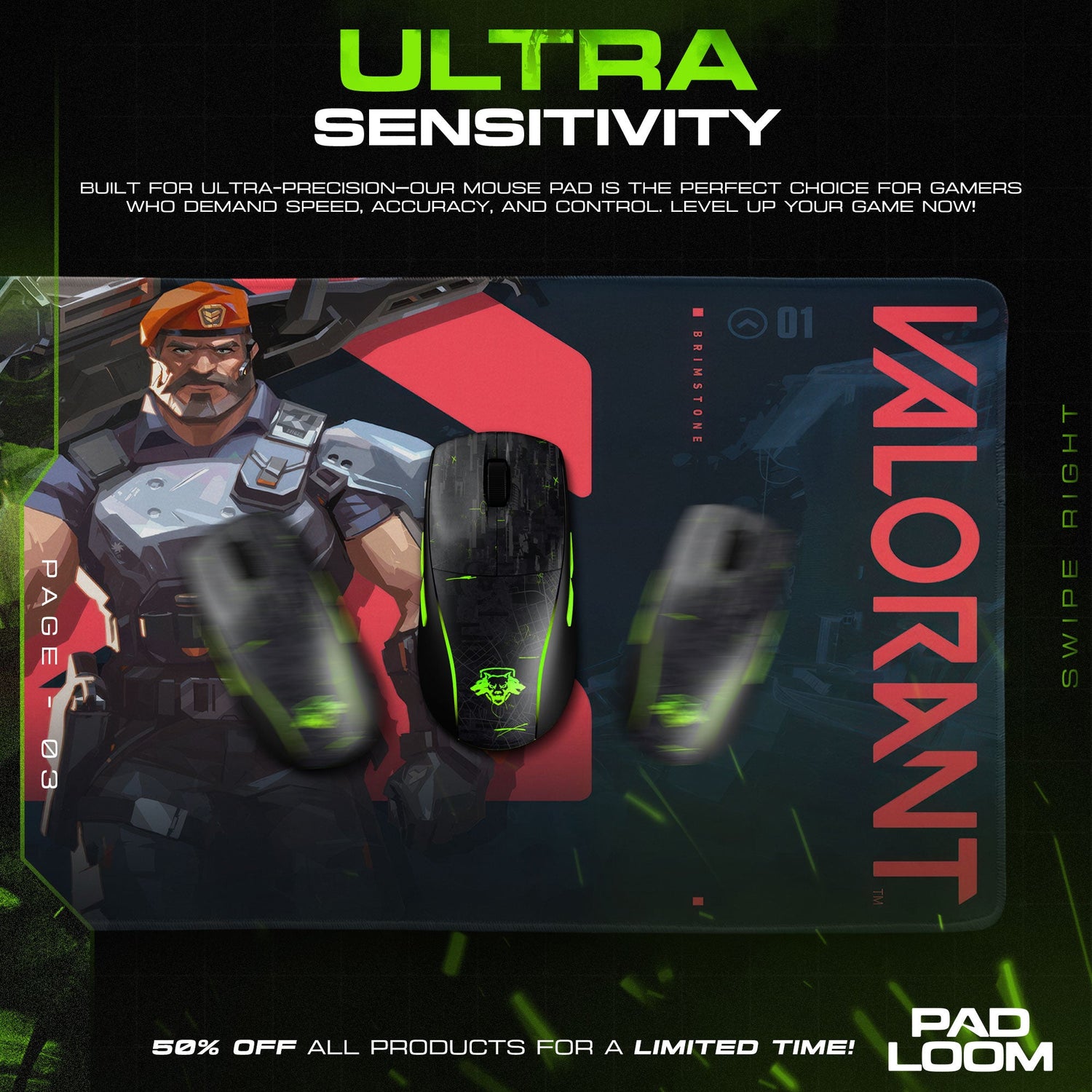 Valorant Brimstone Mouse Pad, MOBA Gamer Desk Mat Padloom