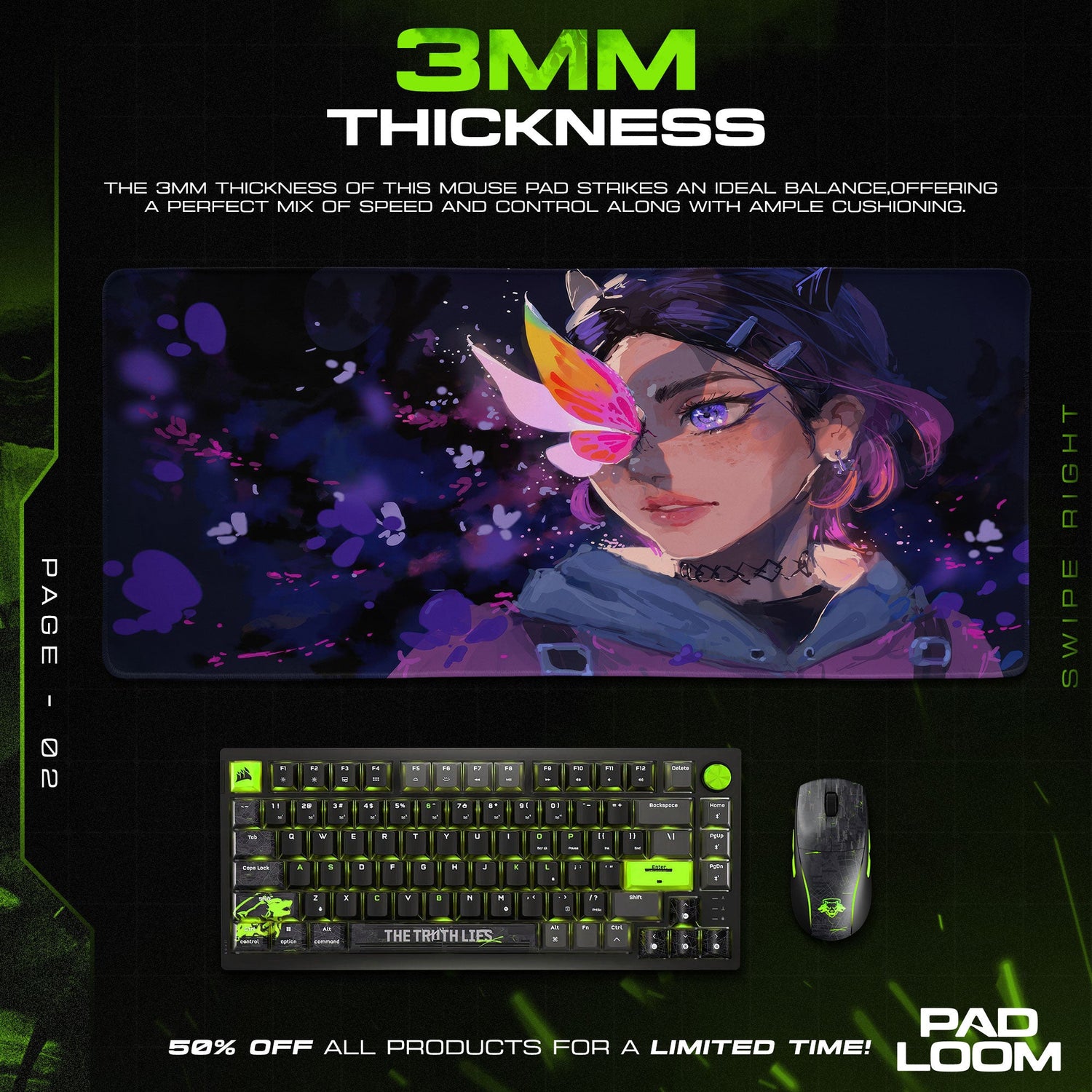 Valorant Clove Butterfly Mouse Pad, MOBA Gamer Desk Mat Padloom