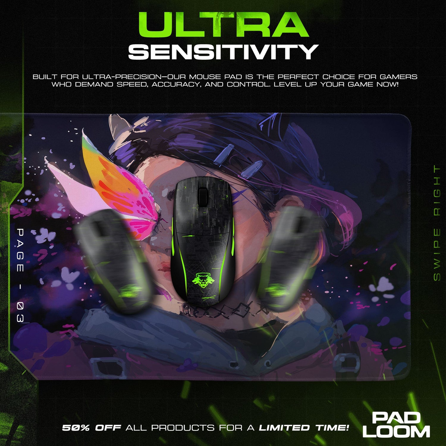 Valorant Clove Butterfly Mouse Pad, MOBA Gamer Desk Mat Padloom