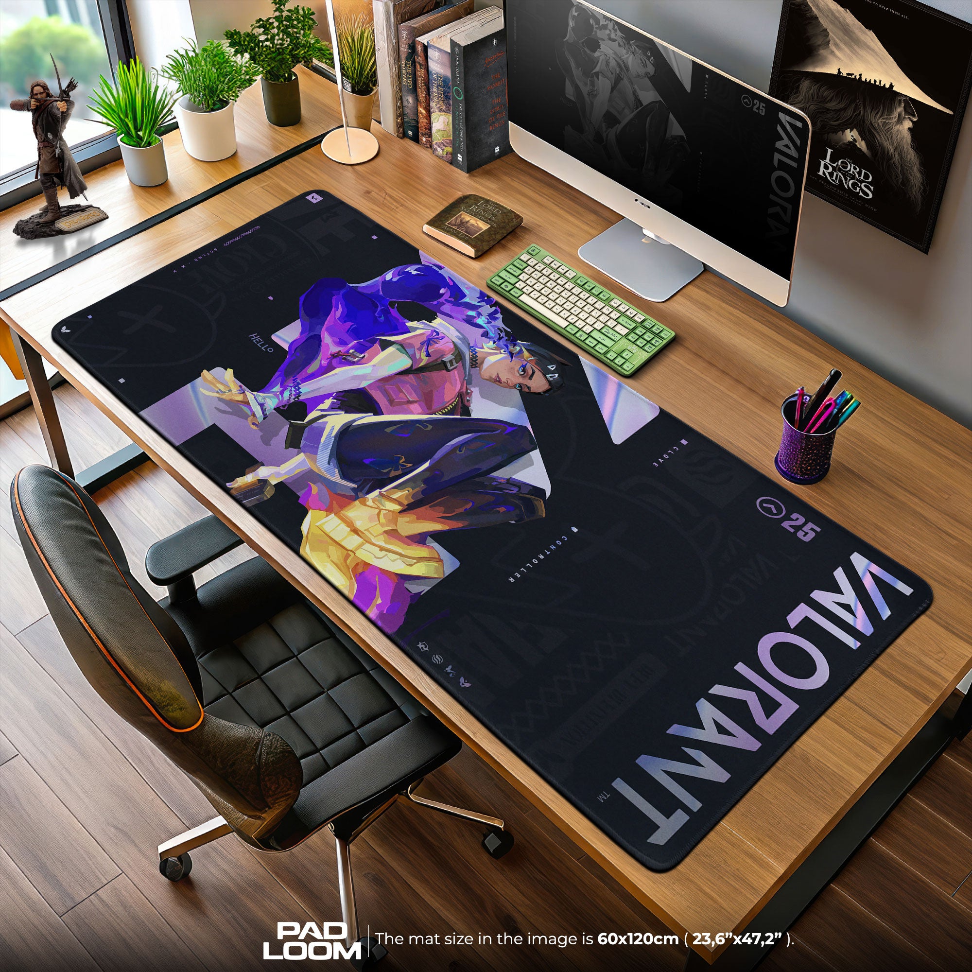 Valorant Clove Neon Glow Mouse Pad, MOBA Gamer Desk Mat