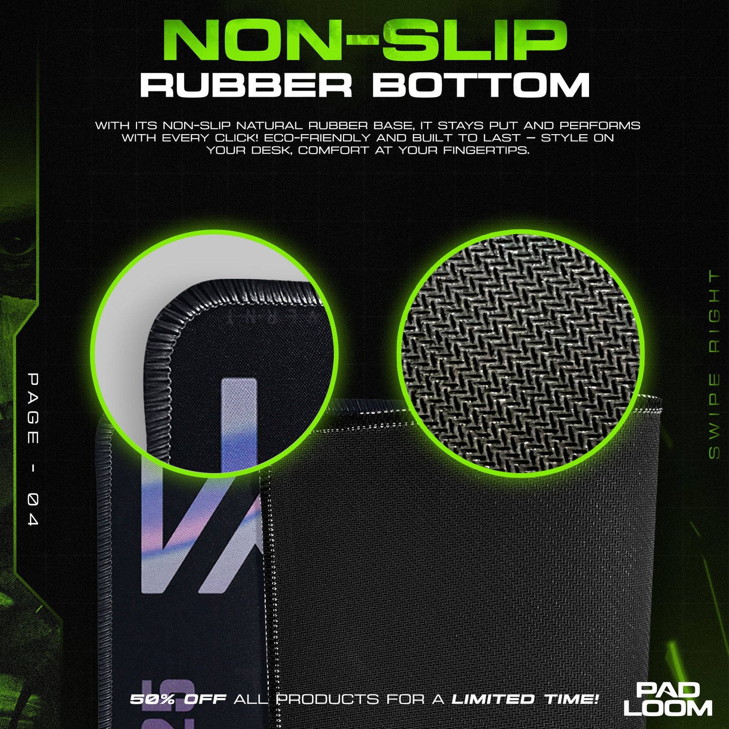 Valorant Clove Neon Glow Mouse Pad, MOBA Gamer Desk Mat Padloom