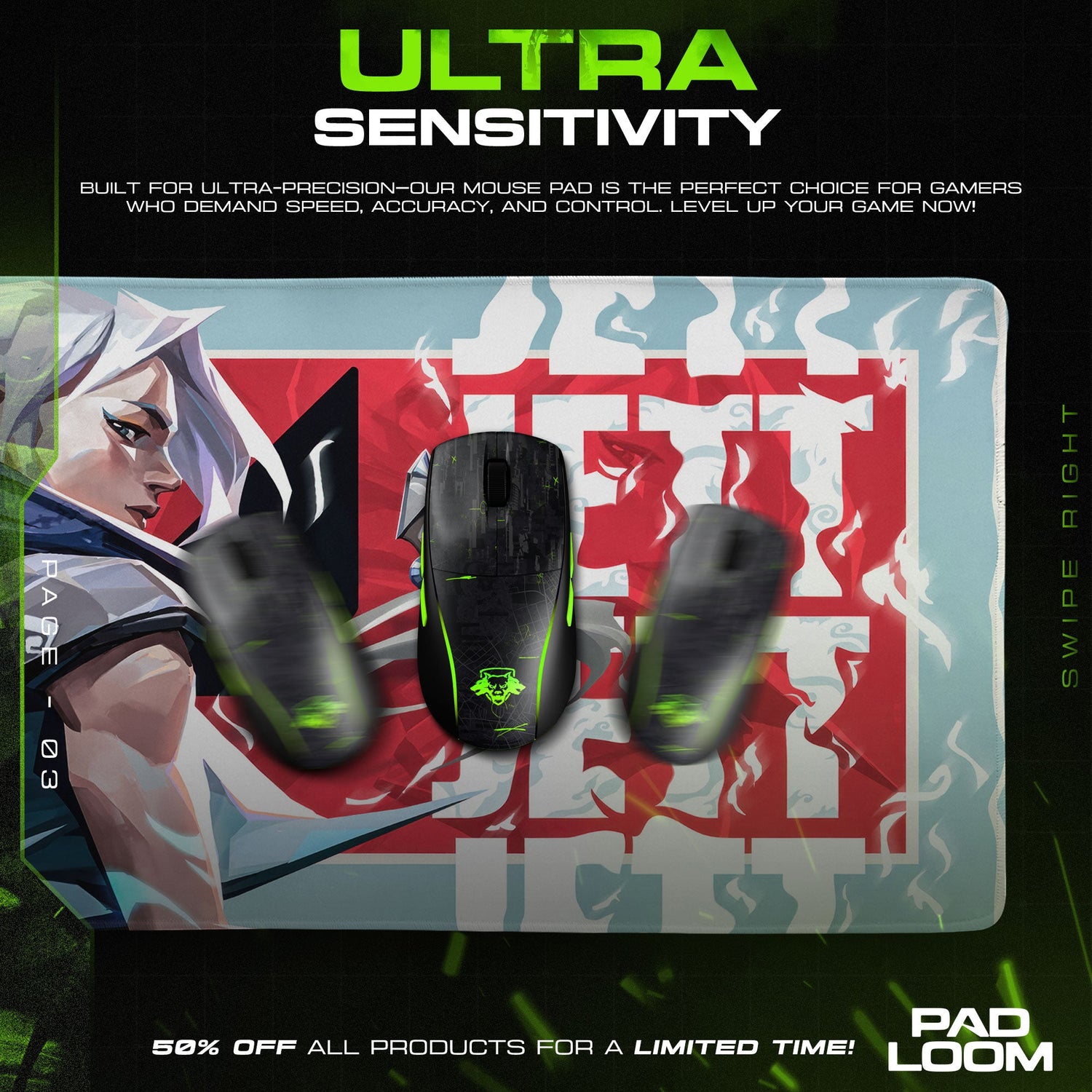 Valorant Jett Mouse Pad, MOBA Gamer Desk Mat Padloom