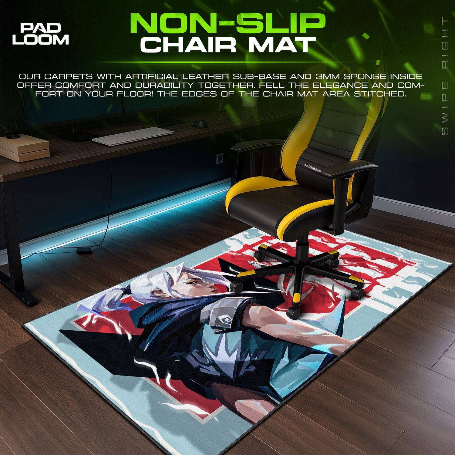 Valorant Jett Mouse Pad, MOBA Gamer Desk Mat Padloom