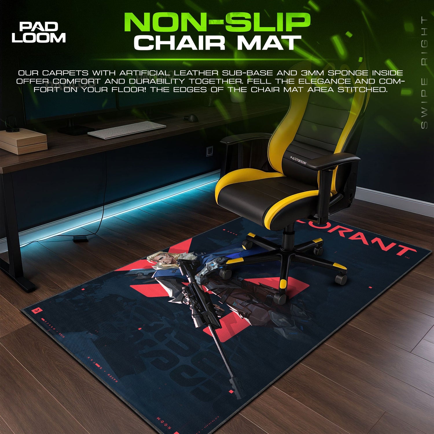 Valorant Sova Mouse Pad, MOBA Gamer Desk Mat Padloom