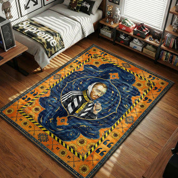 Vincent van Gogh Off-White Starry Night Adidas sunflowers "KEEP OFF" yellow blue hypebeast area rug