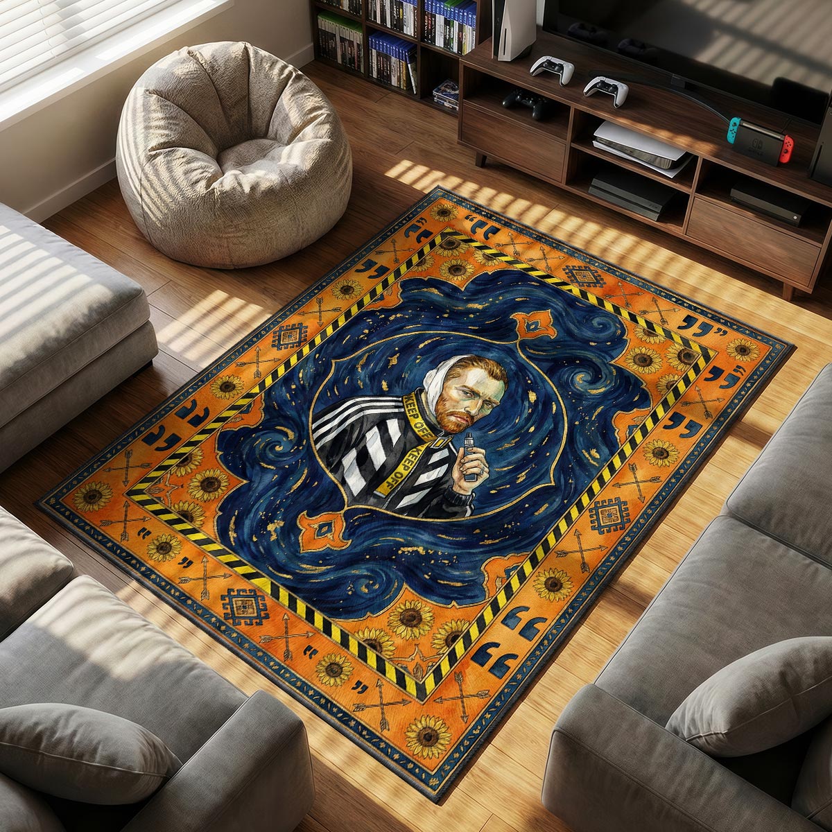 Vincent van Gogh Off-White Starry Night Rug - Hypebeast Floor Mat