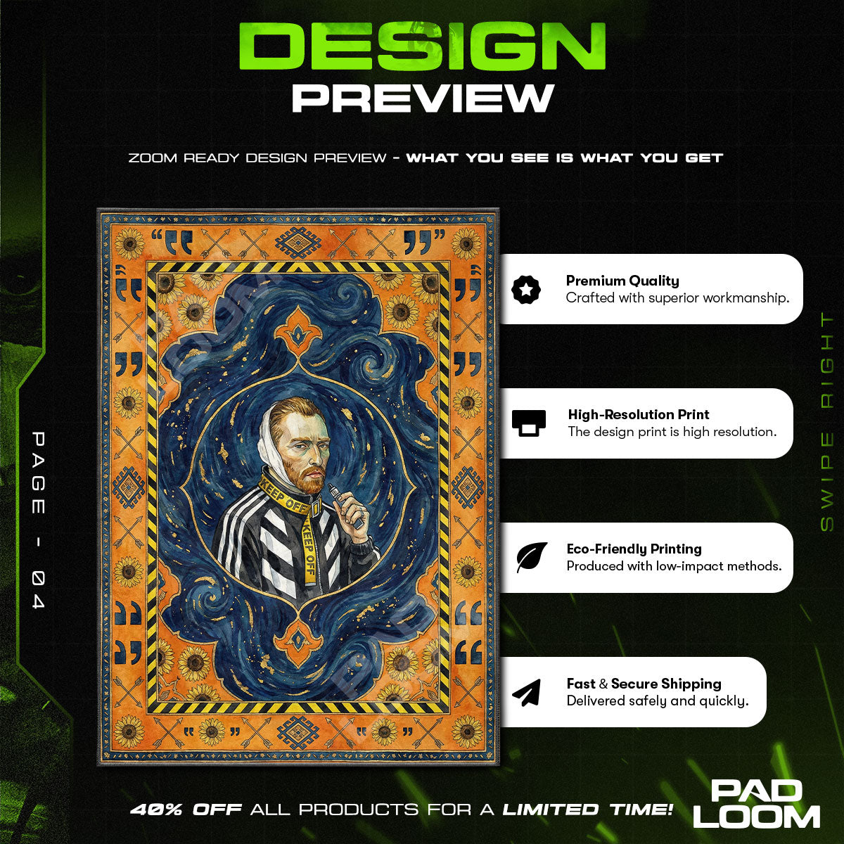 Vincent van Gogh Off-White Starry Night Rug - Hypebeast Floor Mat