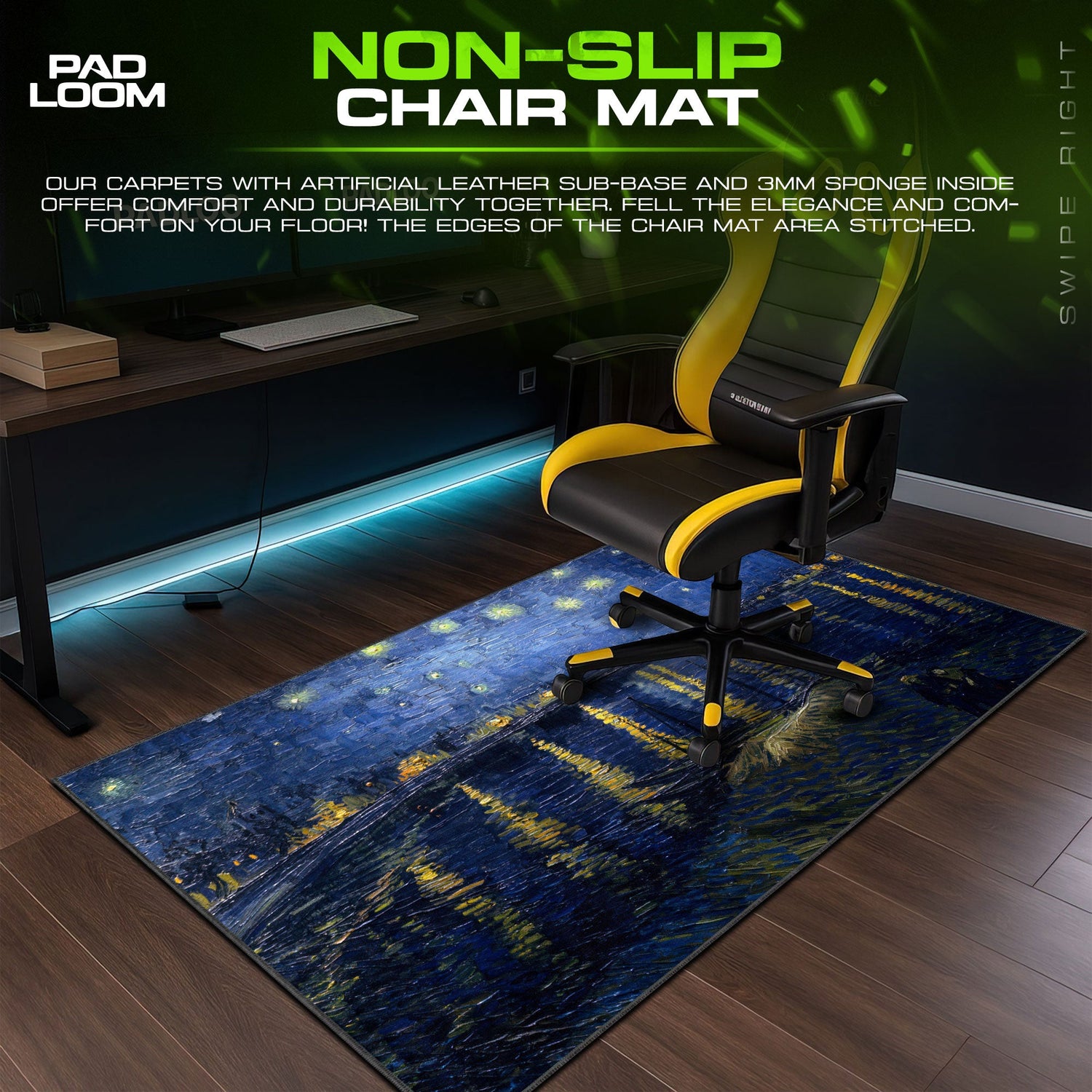 Van Gogh Starry Night Over the Rhône Mouse Pad, Art Desk Mat Padloom