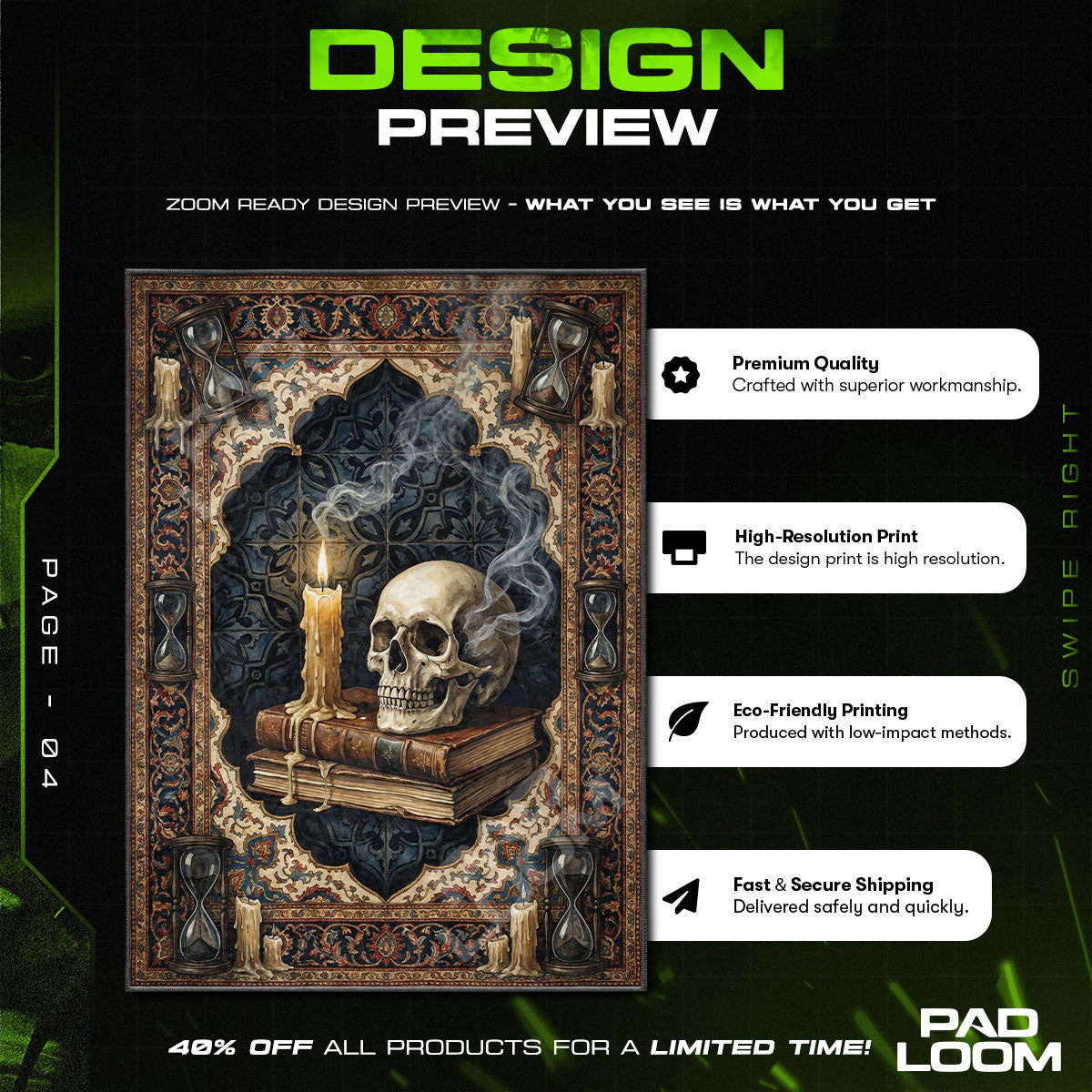 Vanitas Skull & Books Dark Library Area rug — main product view