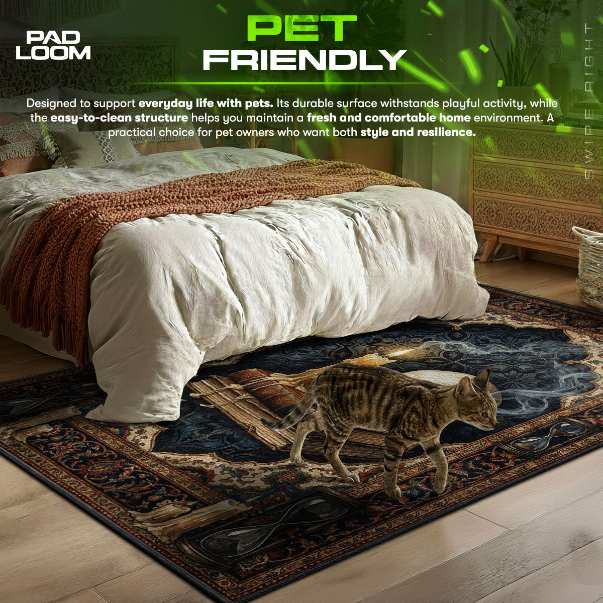 Vanitas Skull themed area rug for home decor fans