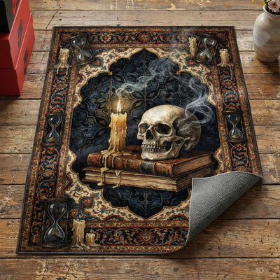 Vanitas Skull & Books Rug — Dark Library Area Rug
