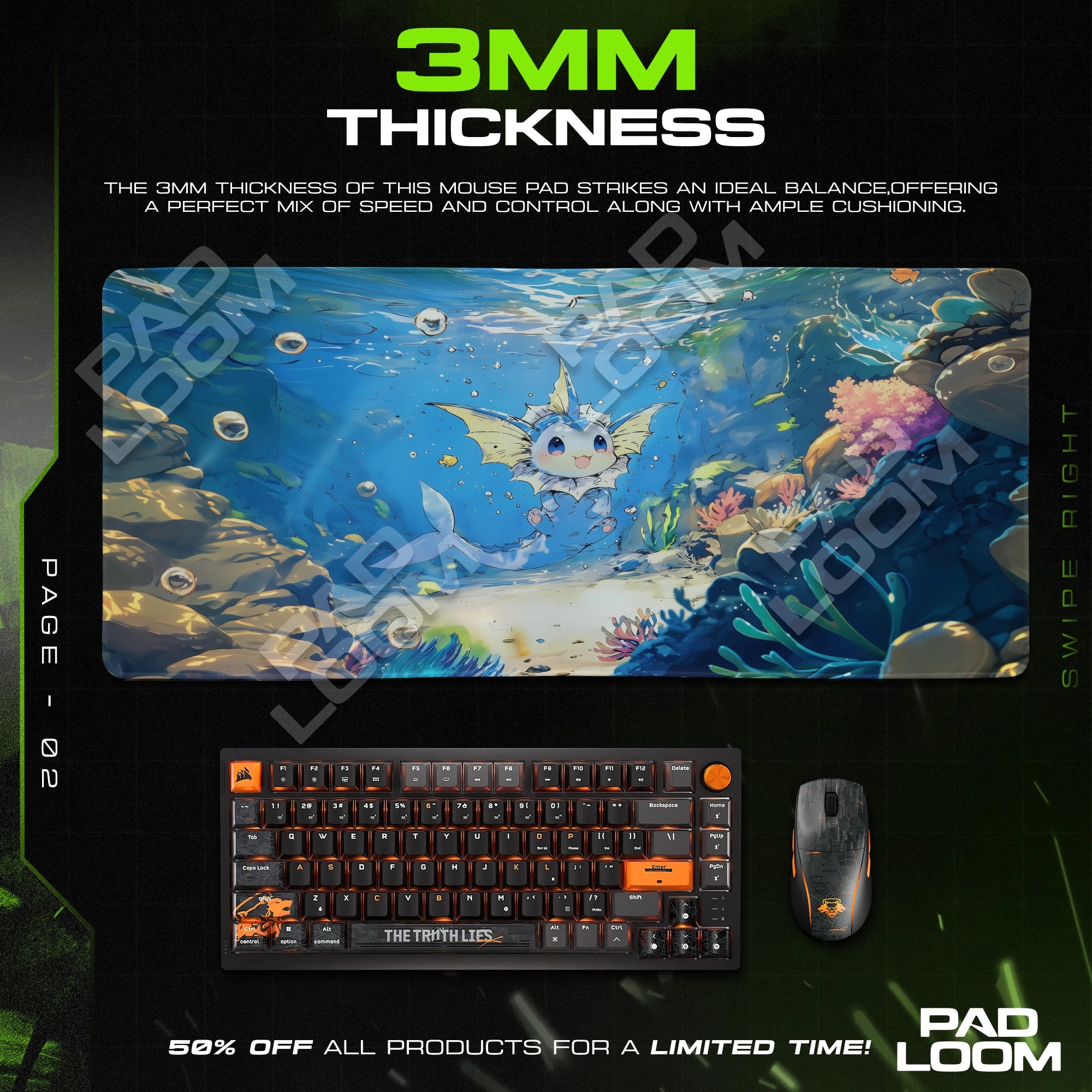 Vaporeon Coral Reef Mouse Pad - Pokémon Desk Mat