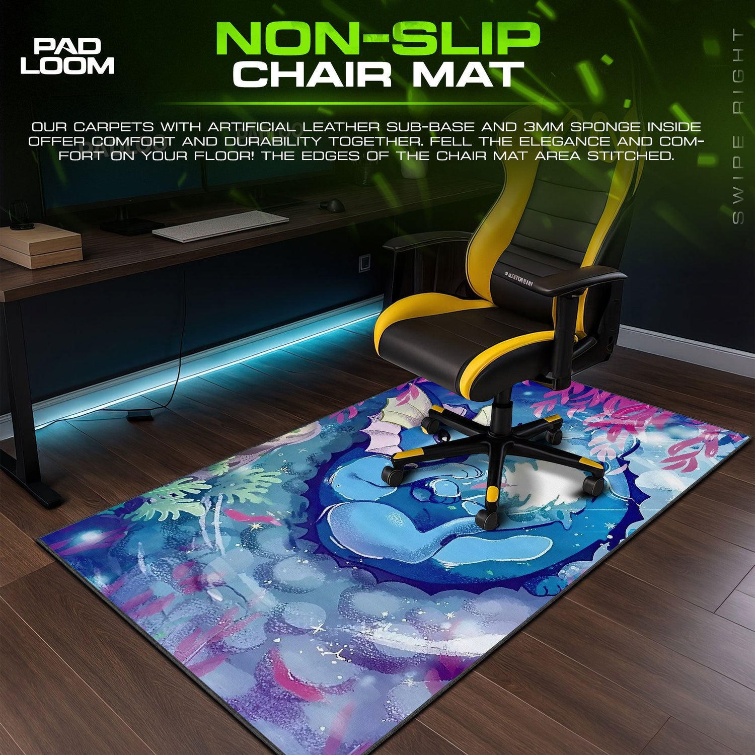 Vaporeon Ocean Dream Mouse Pad, Water-Type Gaming Desk Mat Padloom