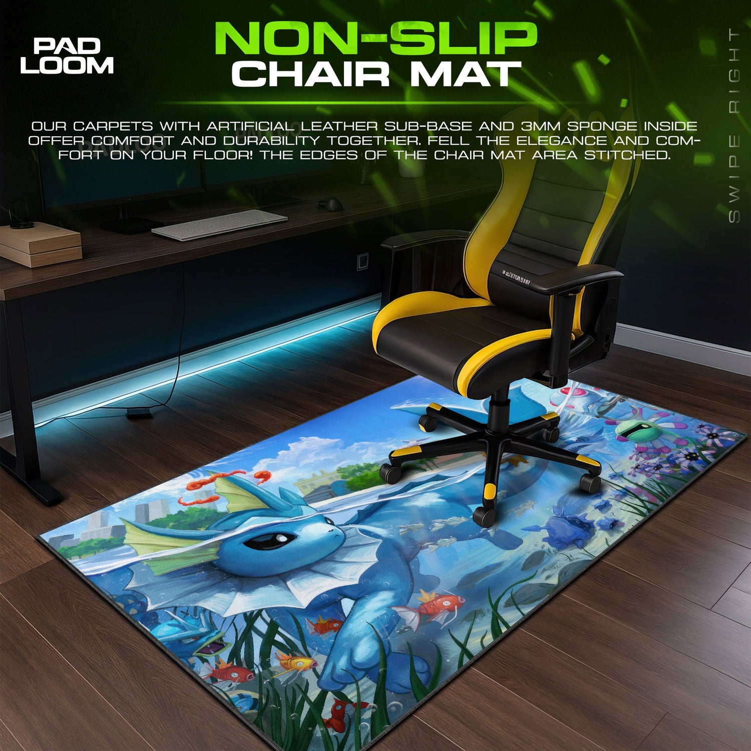 Vaporeon Ocean Mouse Pad, Pokémon Water Desk Mat Padloom