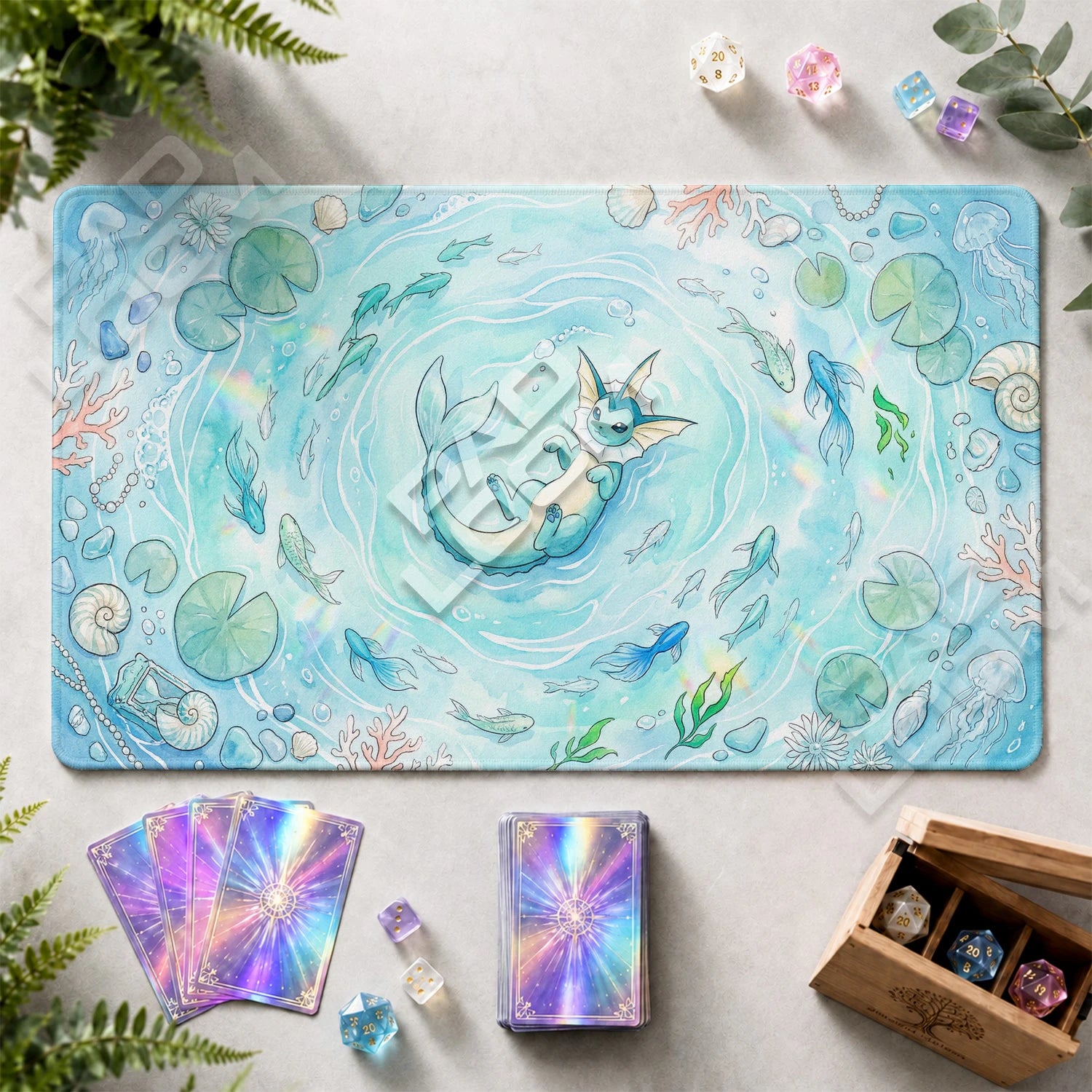 Vaporeon Pond Playmat - Pokemon TCG Mat - view 2