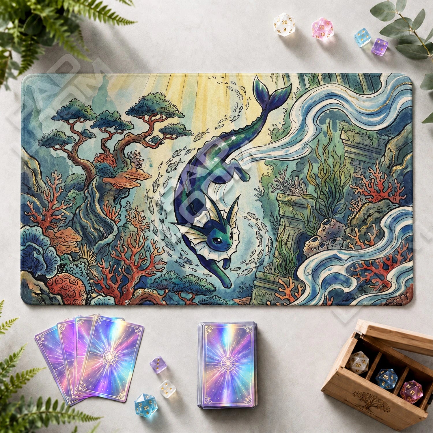 Vaporeon Reef Playmat - Pokemon TCG Mat - view 2