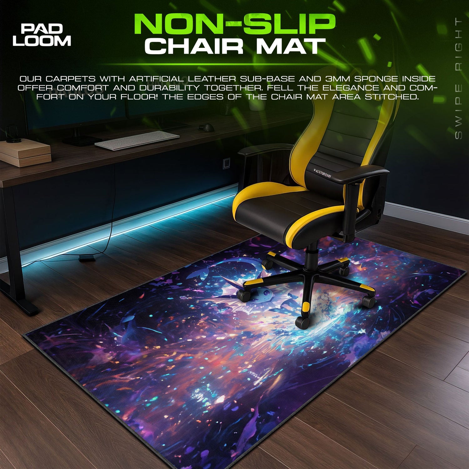 Vaporeon Splash Prism Mouse Pad, Pokémon Gaming Desk Mat Padloom