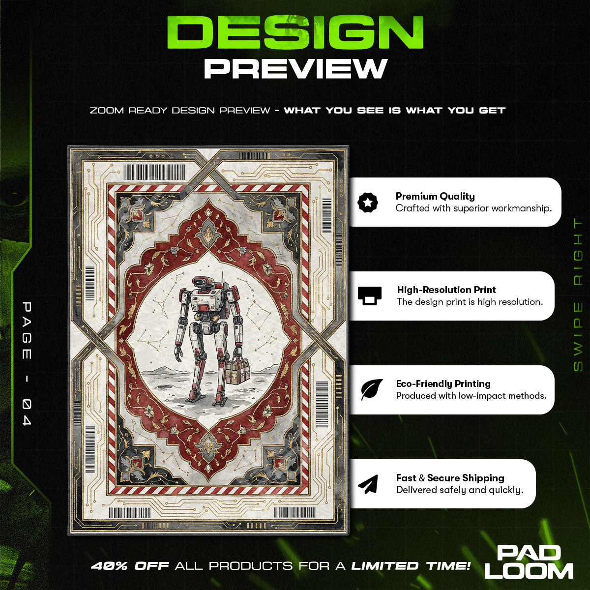 Chair character design printed on rug