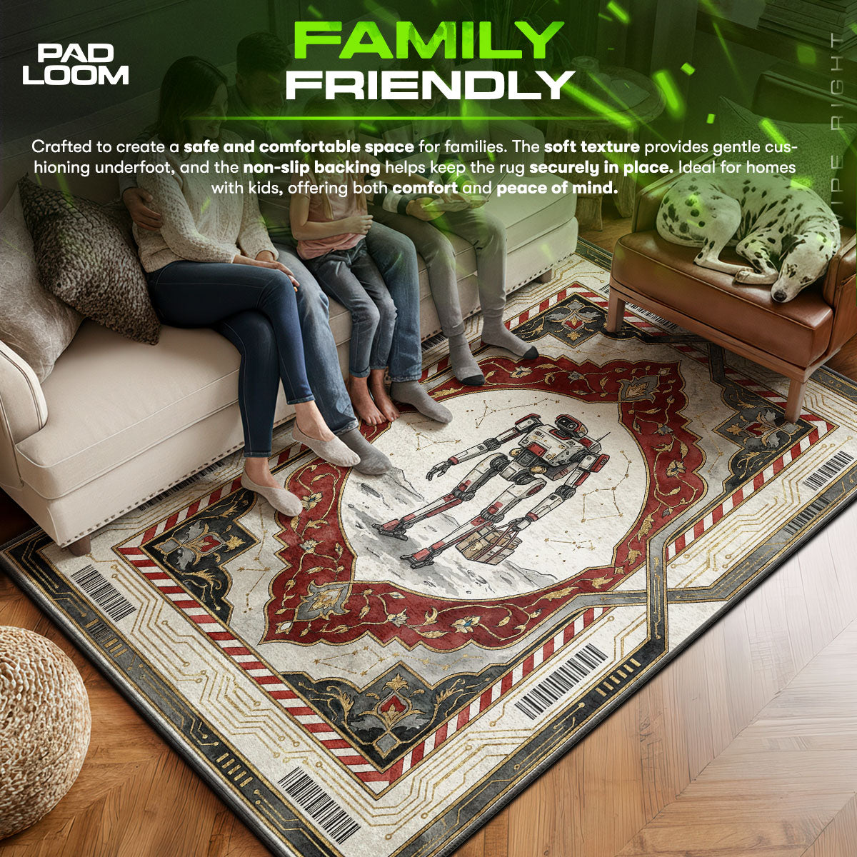 Vasco area rug showing full home decor artwork
