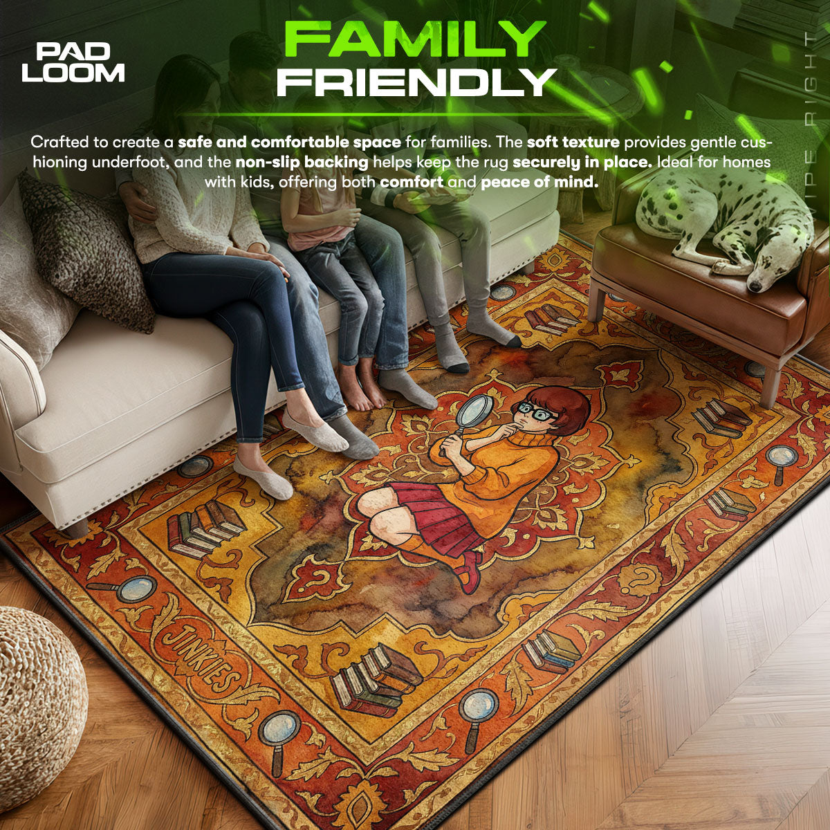 Area character design printed on rug