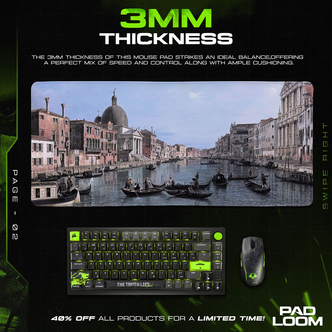 Venice Grand Canal Mouse Pad, Classical Art Gaming Desk Mat