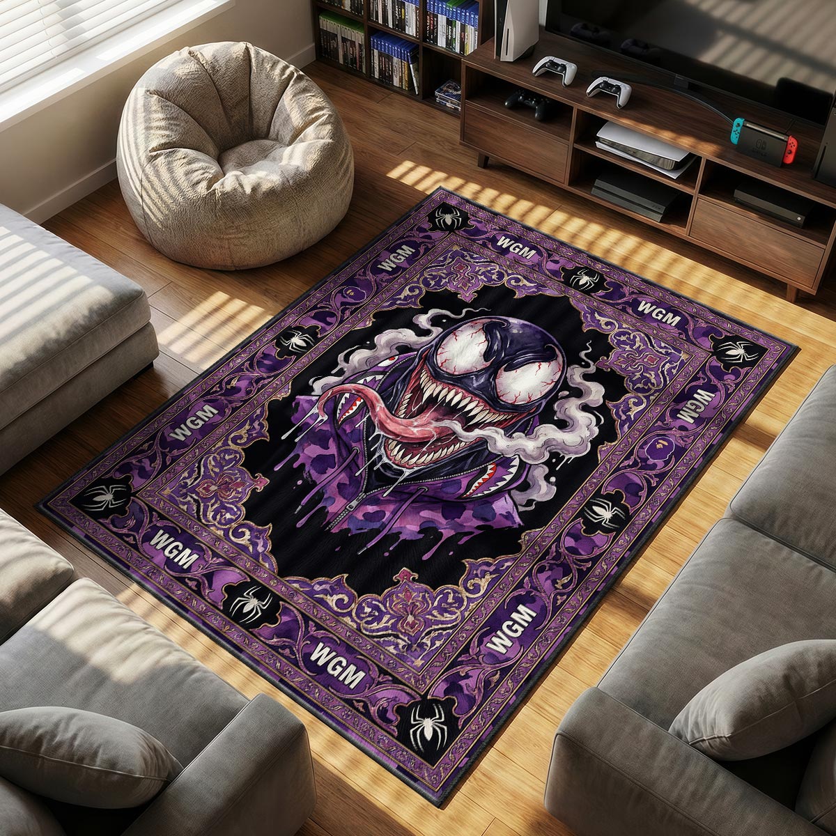 Venom Bape Purple Shark Hoodie Rug - Hypebeast Floor Mat