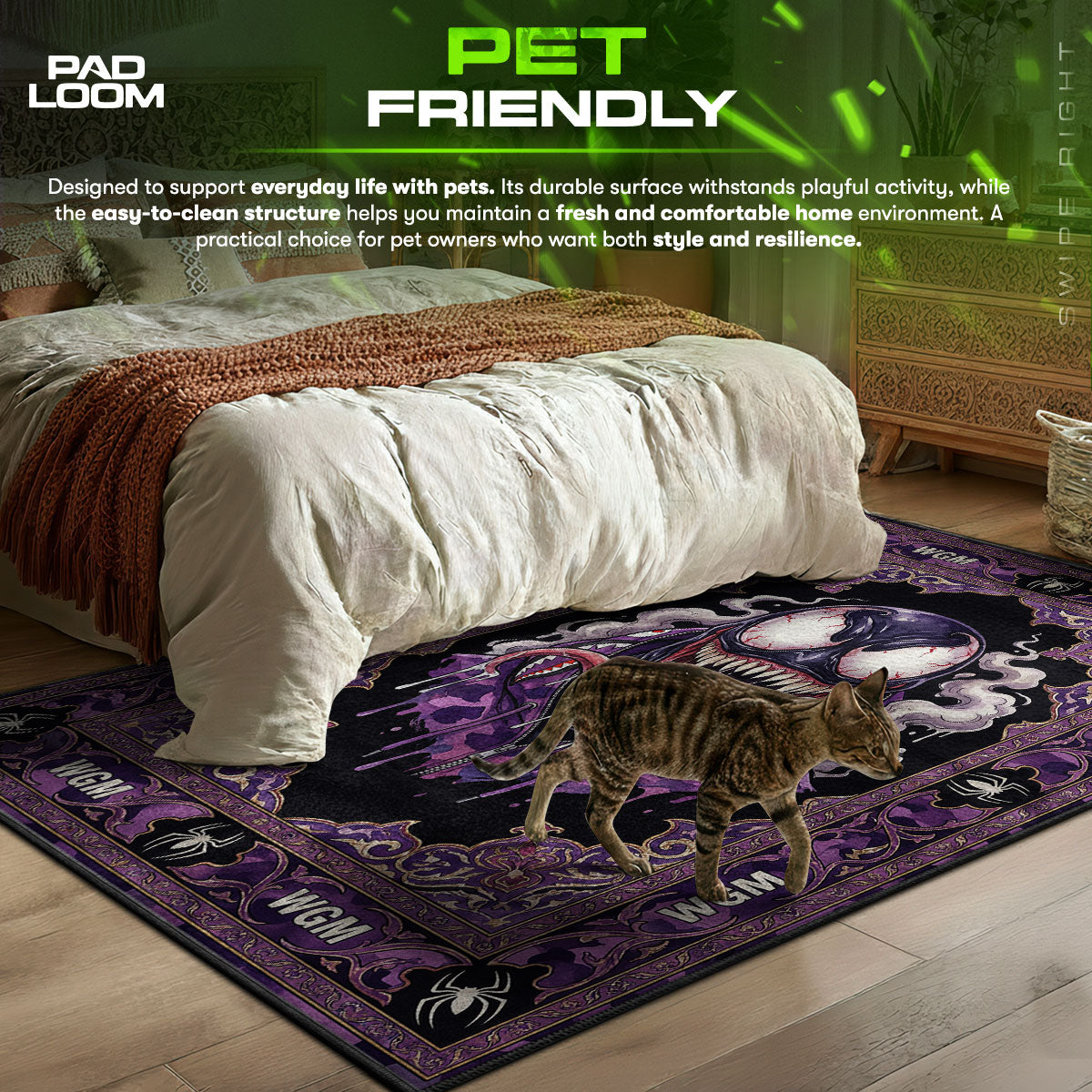 Venom Bape Purple Shark Hoodie Rug - Hypebeast Floor Mat