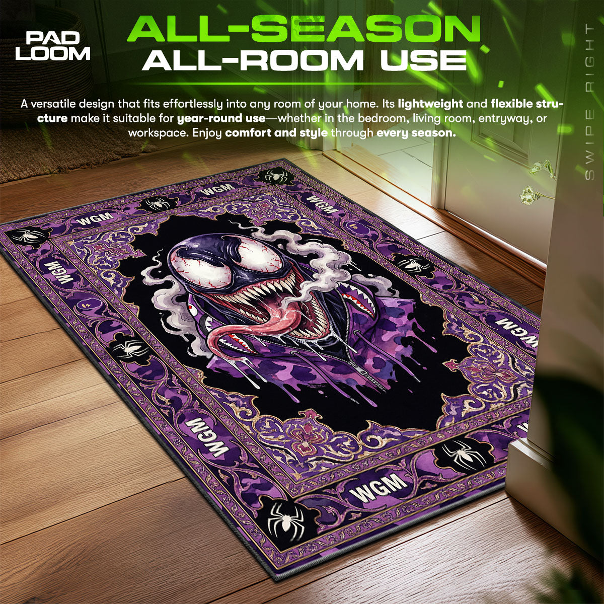 Venom Bape Purple Shark Hoodie Rug - Hypebeast Floor Mat