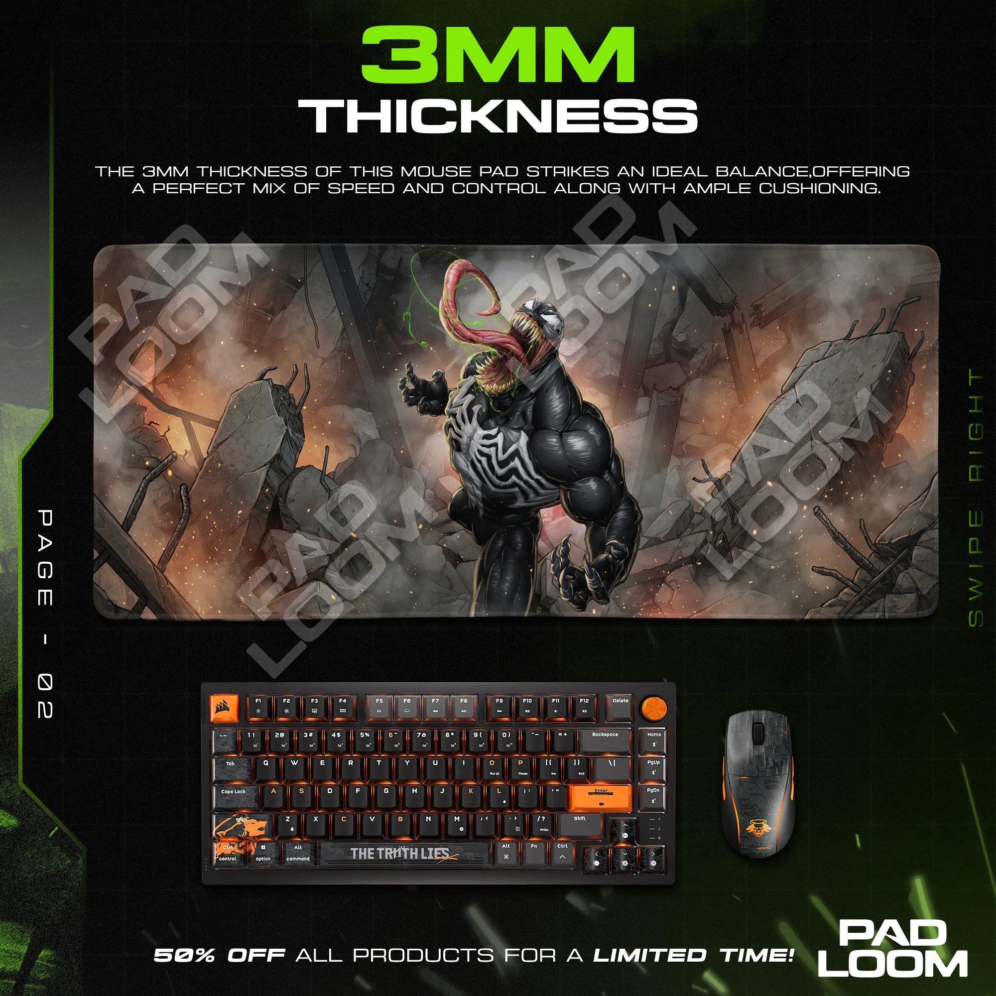 Venom Rubble Roar Mouse Pad - Marvel Desk Mat