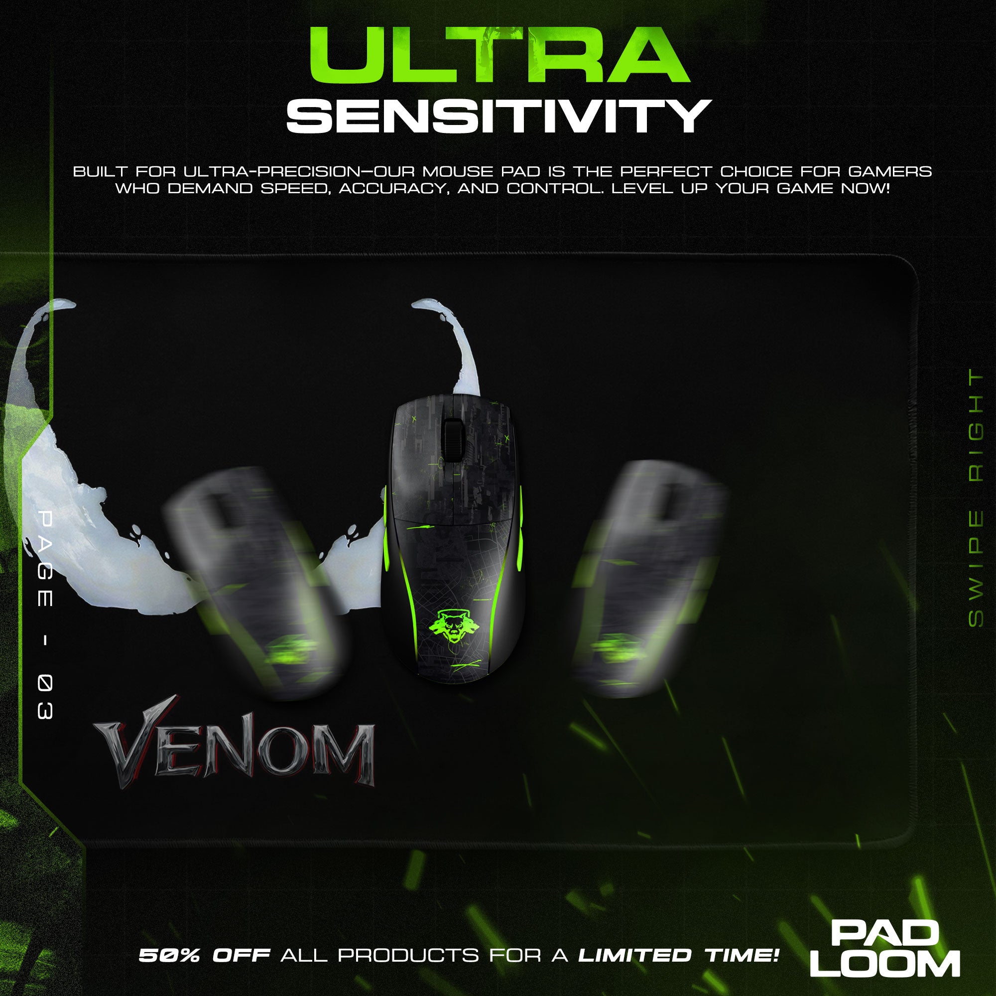 Venom Symbiote Eyes Mouse Pad, Marvel Gamer Desk Mat