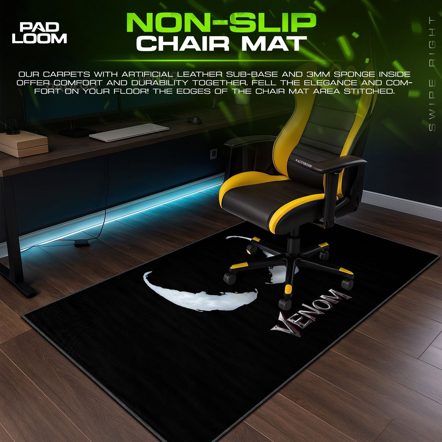 Venom Symbiote Eyes Mouse Pad, Marvel Gamer Desk Mat Padloom