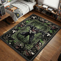 Venom lunging forward with green toxic slime and symbiote tendrils comic style gaming area rug and floor mat