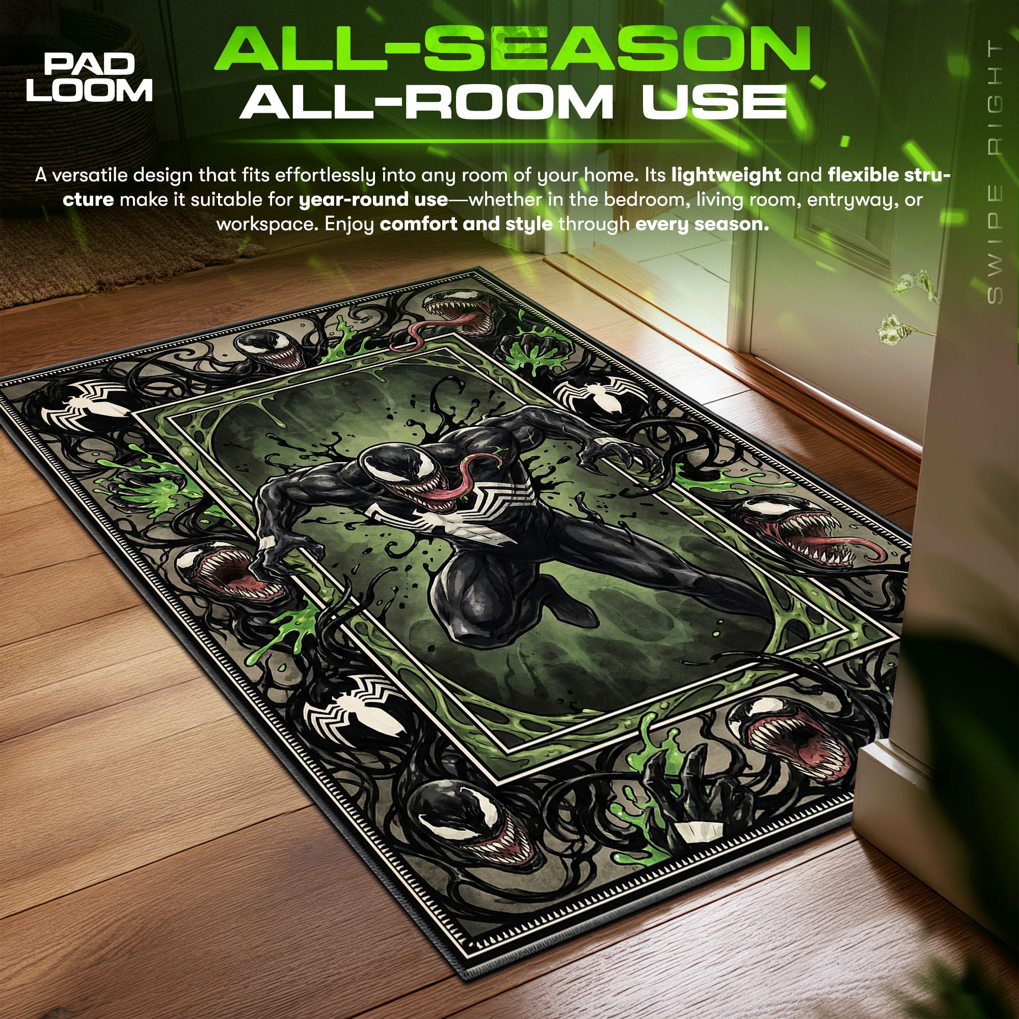 Venom Symbiote Surge Marvel Rivals Chair fan rug — premium quality print