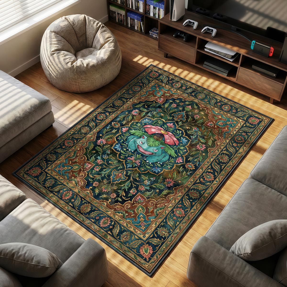 Venusaur Forest themed area rug for Pokemon fans