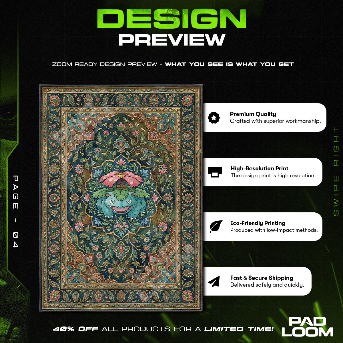 Chair character design printed on rug