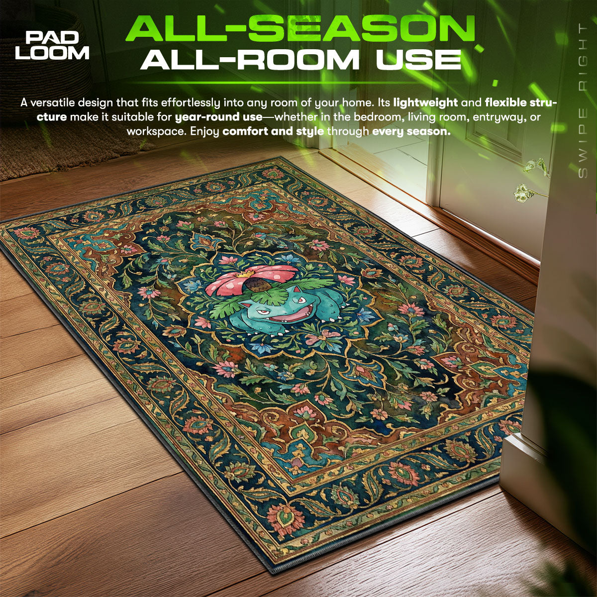 Venusaur Forest Guardian Chair fan rug — premium quality print