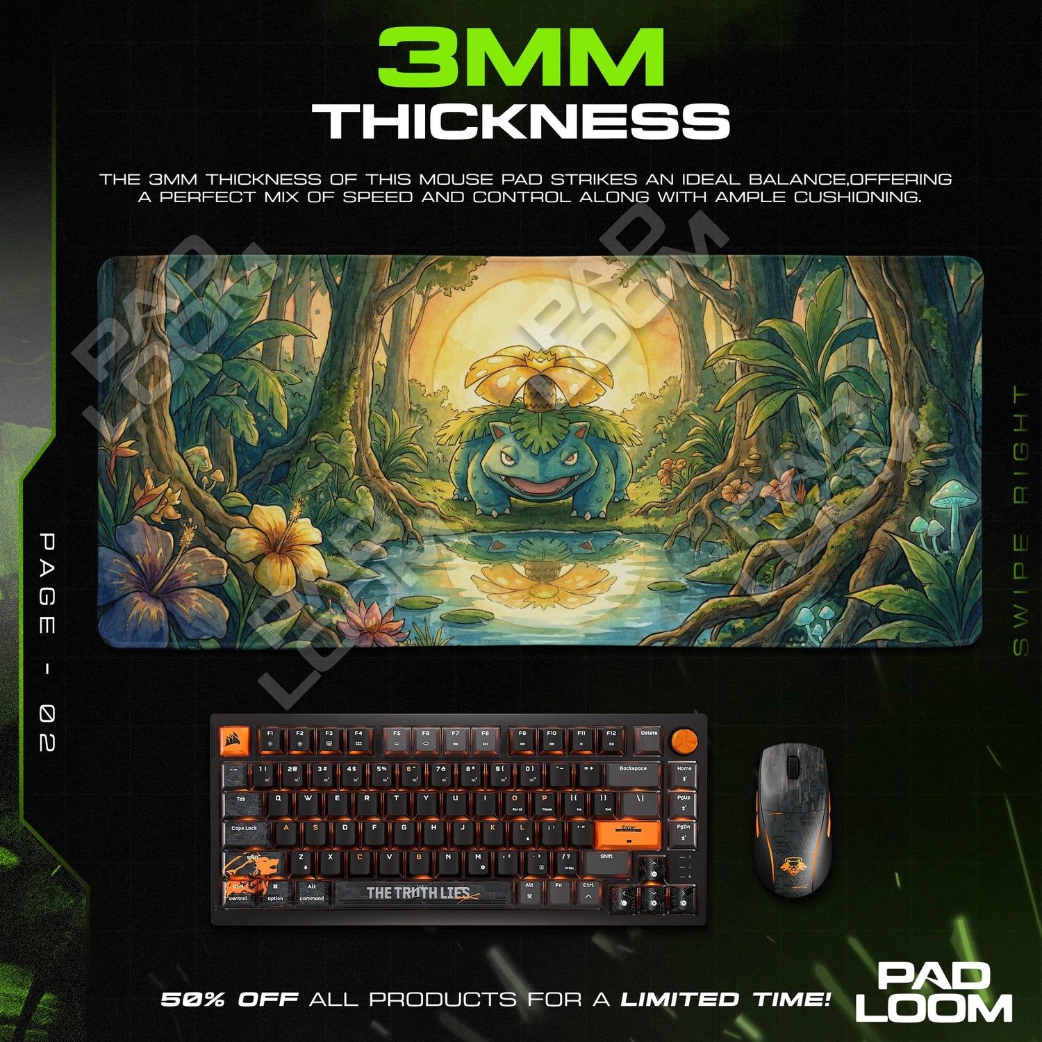 Venusaur Golden Pond Mouse Pad - Pokemon Desk Mat