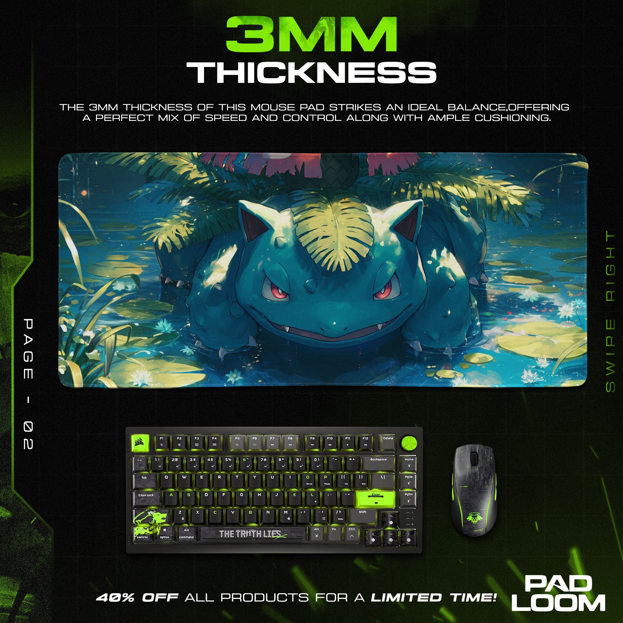 Venusaur Jungle Watch Mouse Pad, Pokémon Gaming Desk Mat