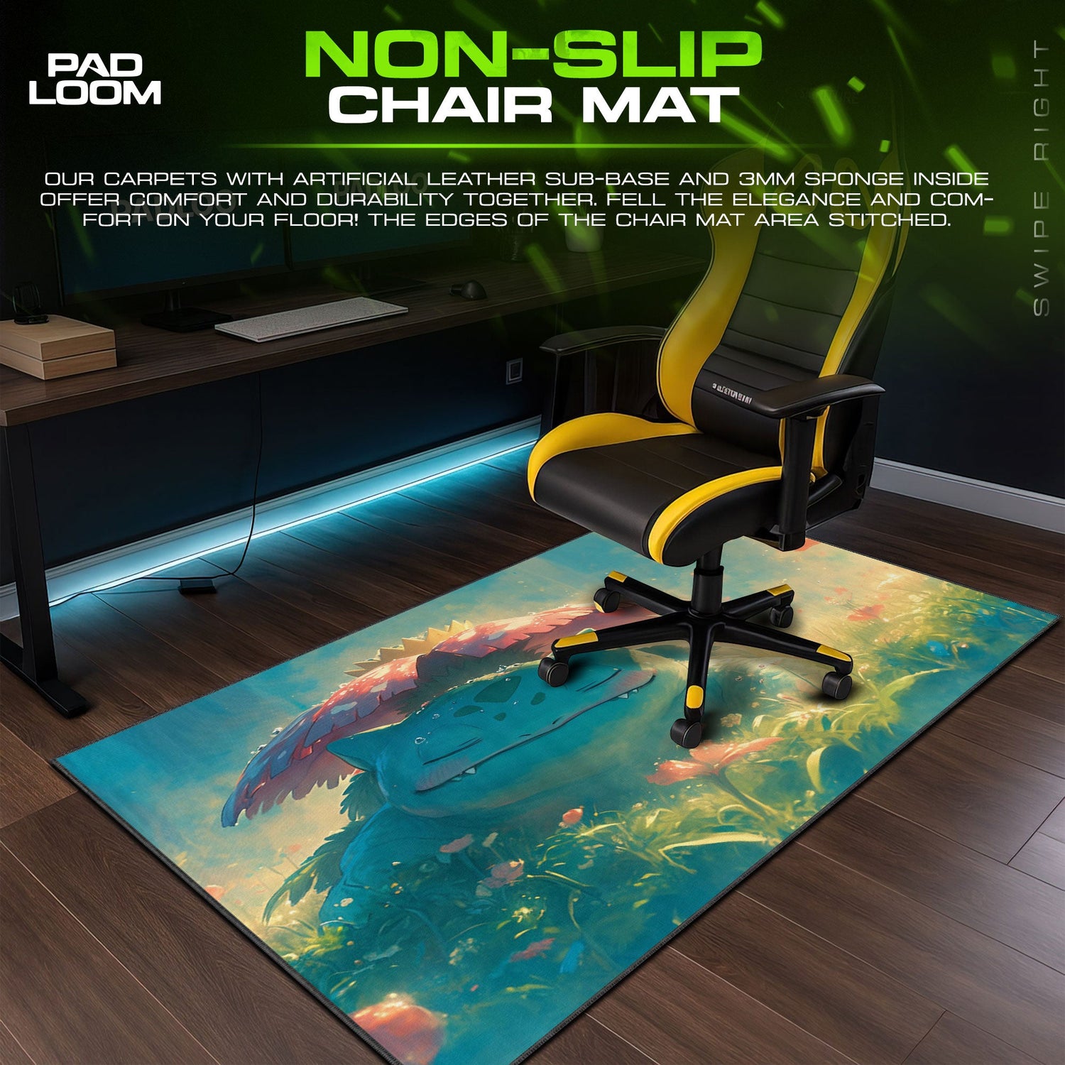 Venusaur Meadow Calm Mouse Pad, Pokémon Gaming Desk Mat Padloom