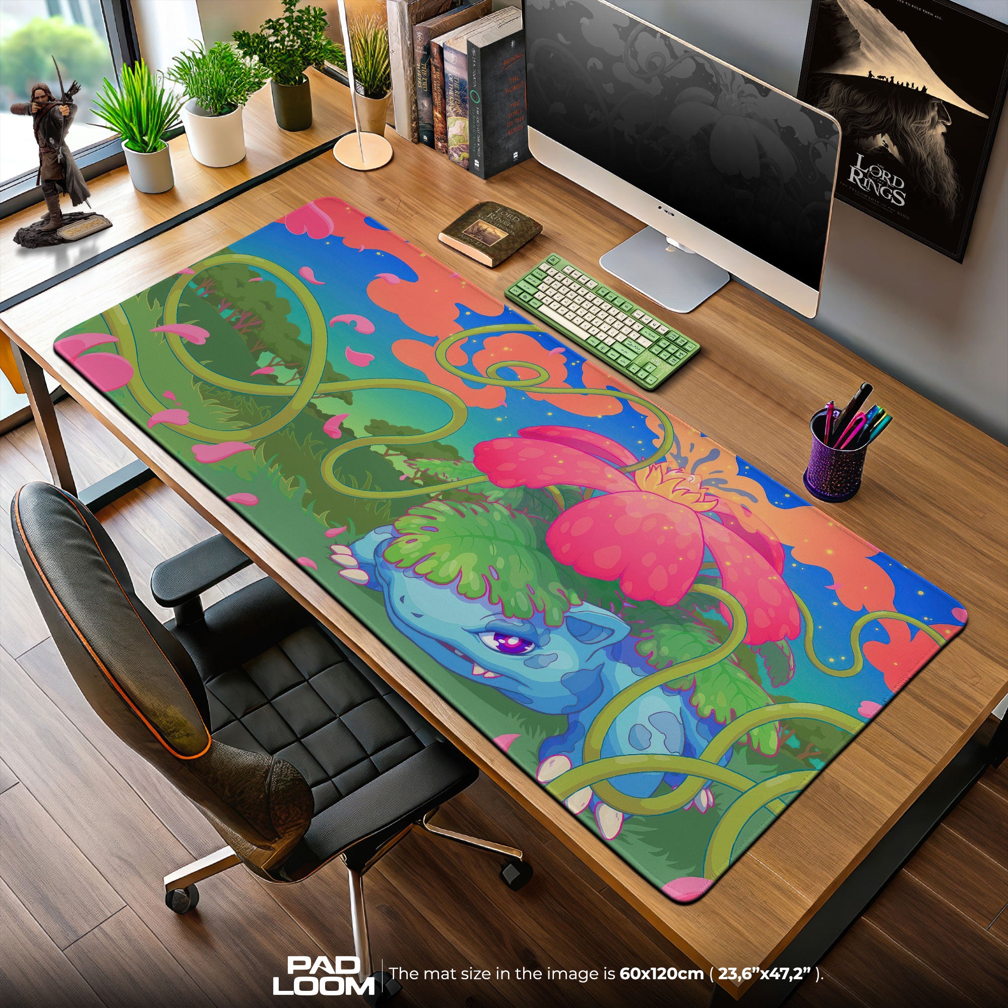 Venusaur Petal Vortex Mouse Pad, Pokémon Jungle Bloom Gaming Desk Mat