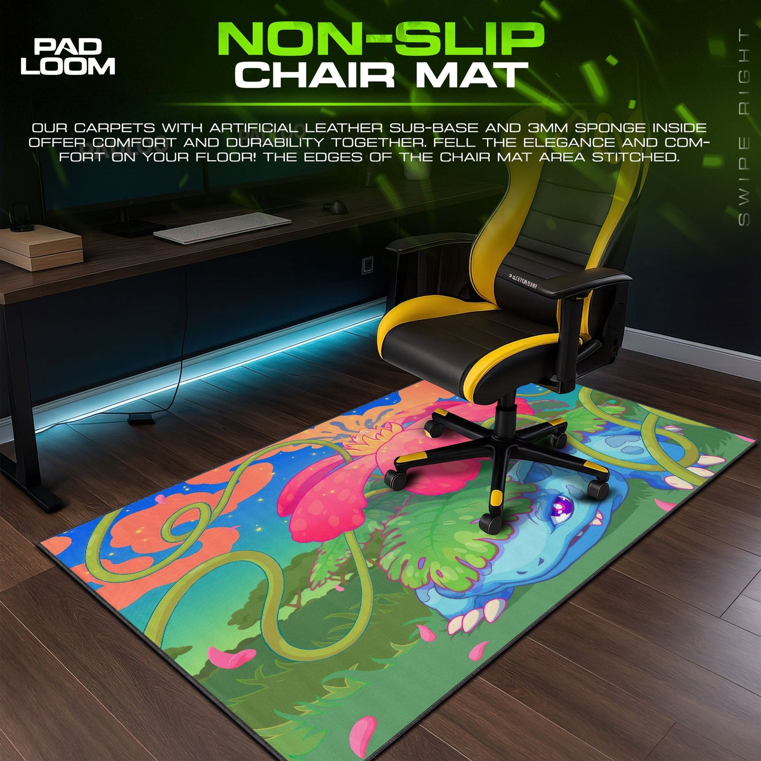 Venusaur Petal Vortex Mouse Pad, Pokémon Jungle Bloom Gaming Desk Mat Padloom