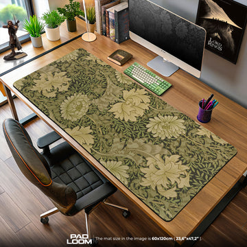 Verdant Bloom Mouse Pad, Vintage Botanical Gaming Desk Mat
