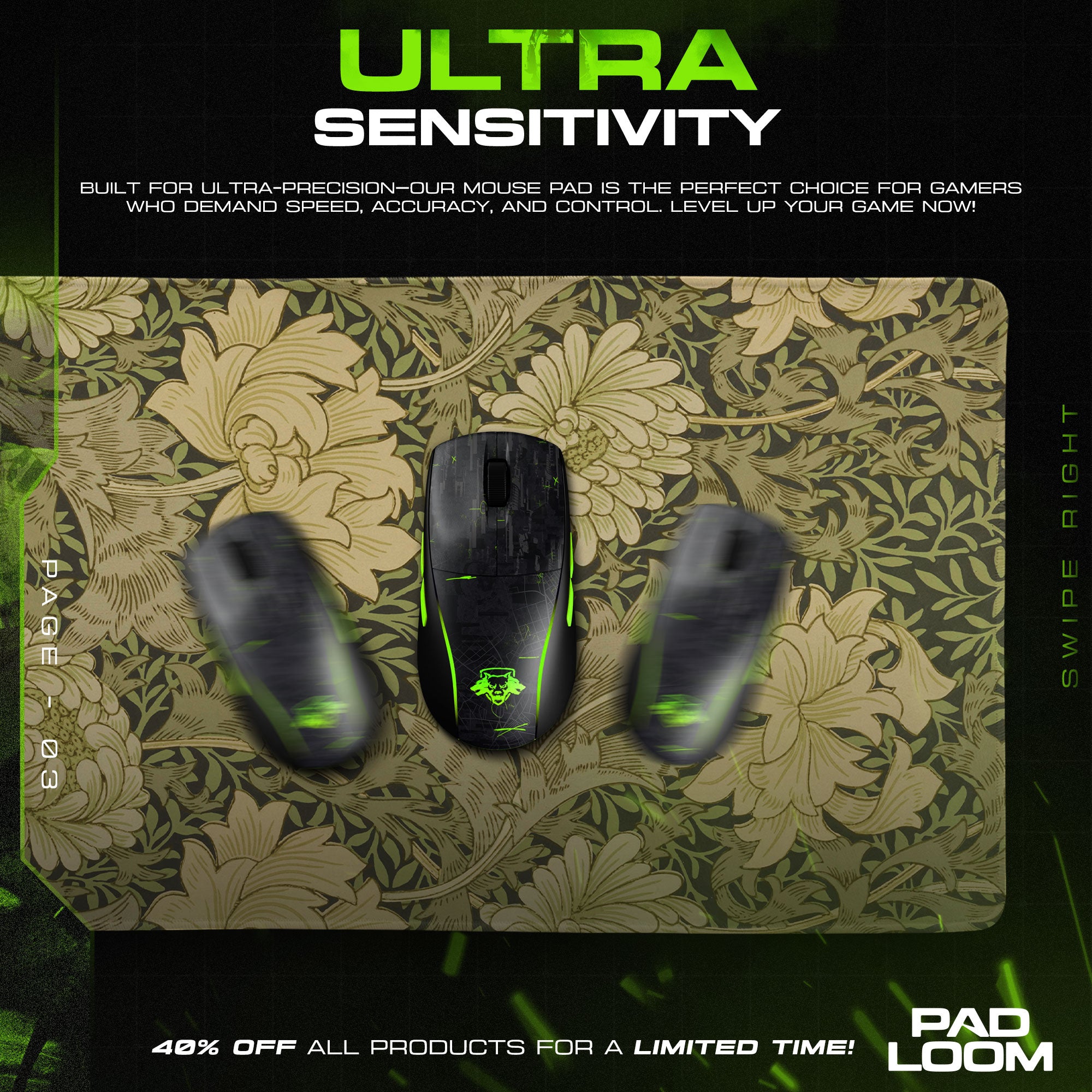 Verdant Bloom Mouse Pad, Vintage Botanical Gaming Desk Mat