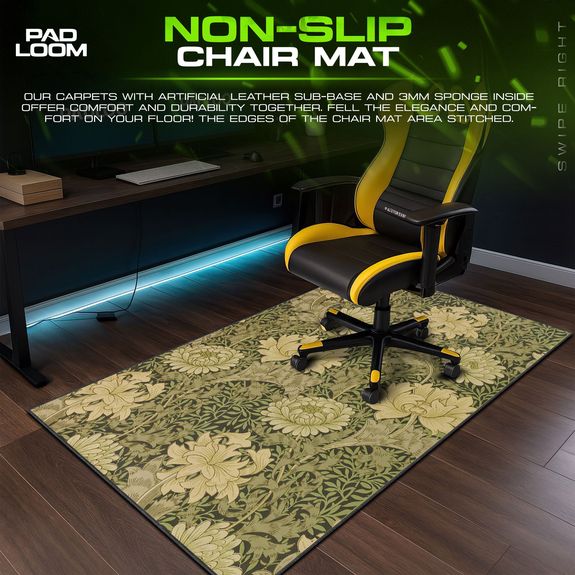Verdant Bloom Mouse Pad, Vintage Botanical Gaming Desk Mat