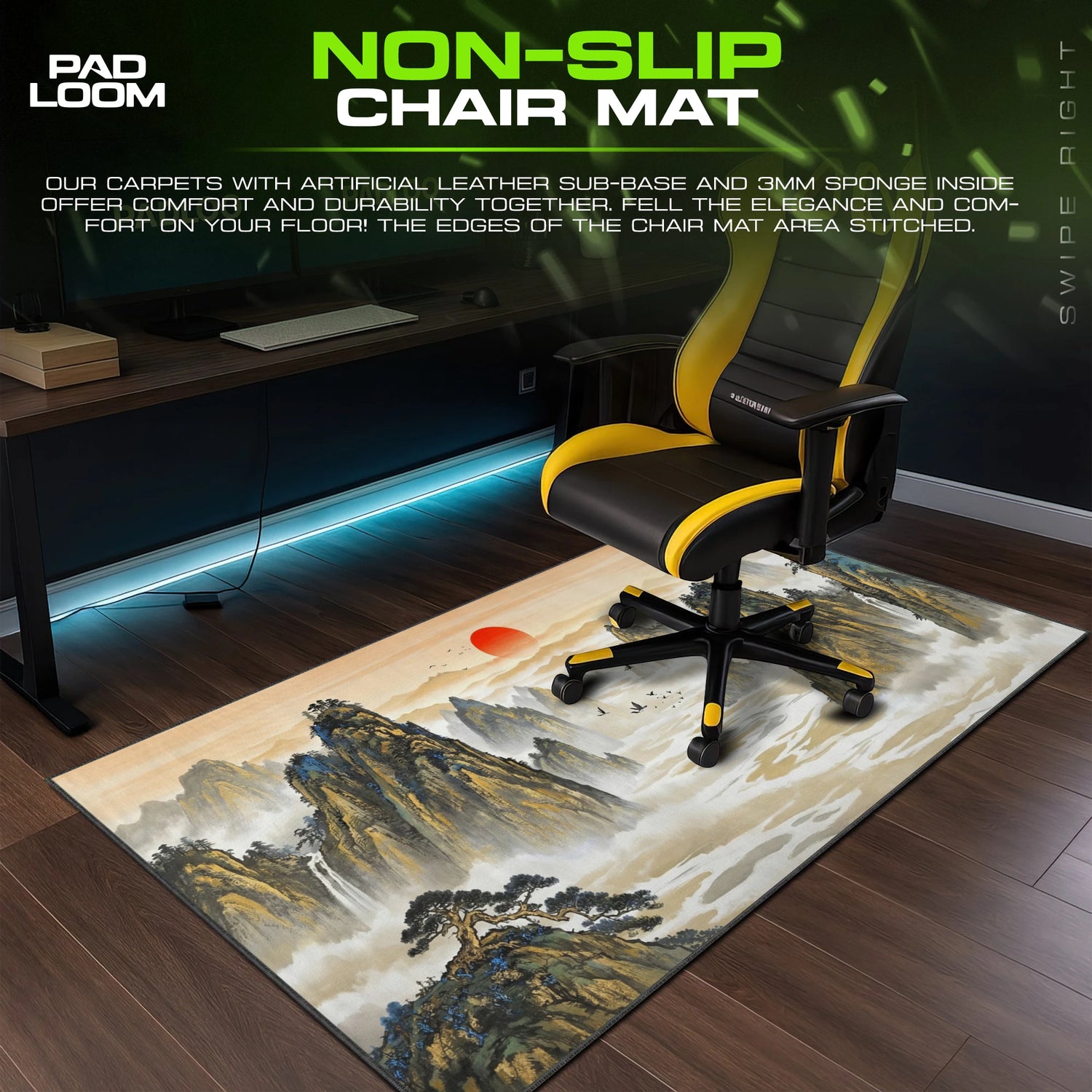Vermilion Peaks – stitched-edge, non-slip mouse pad detail