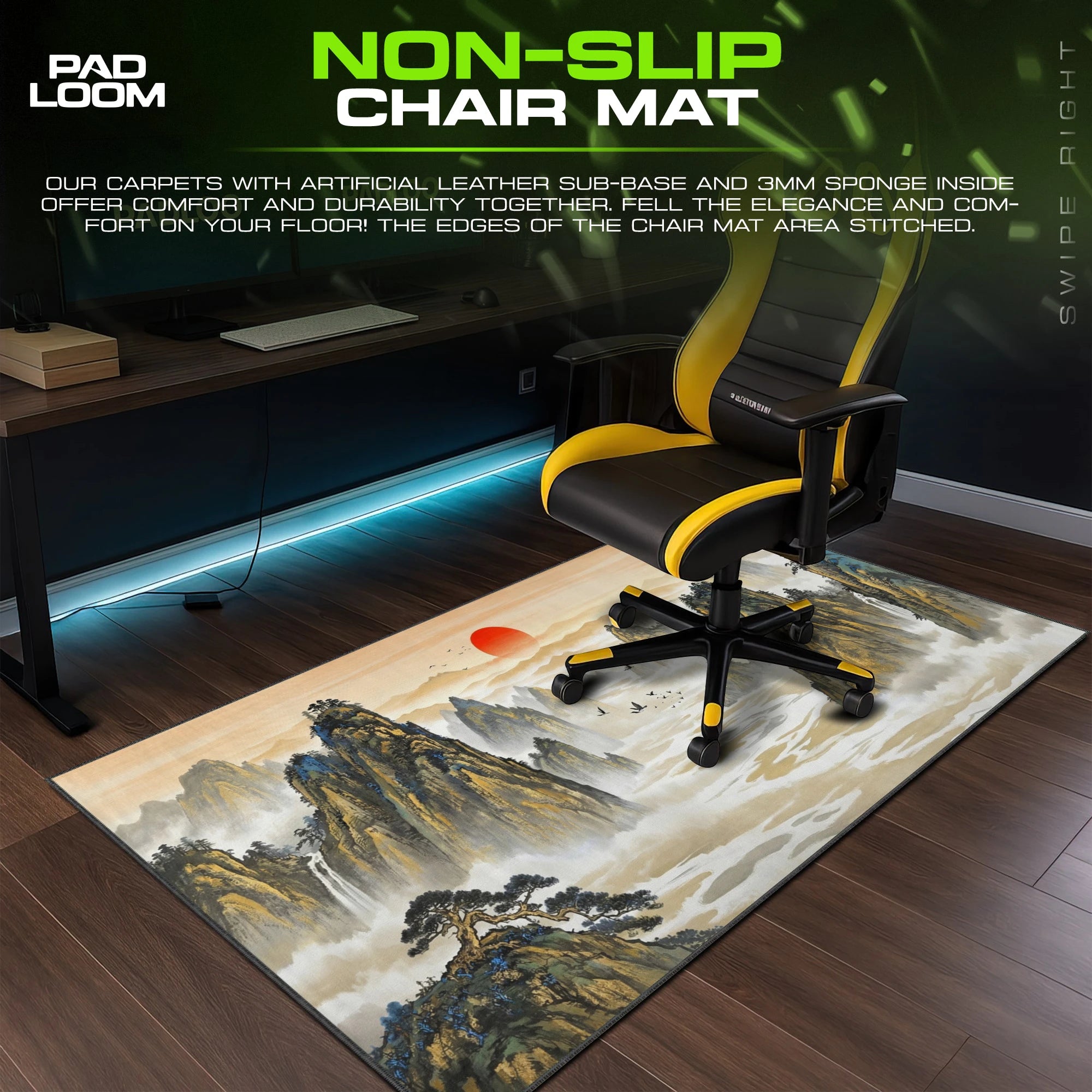 Vermilion Peaks – stitched-edge, non-slip mouse pad detail