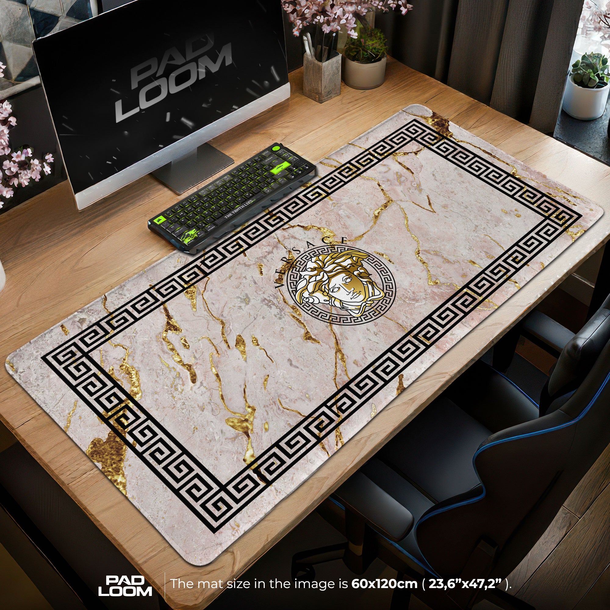 Versace Marble Medusa Mouse Pad - Elegant Desk Mat
