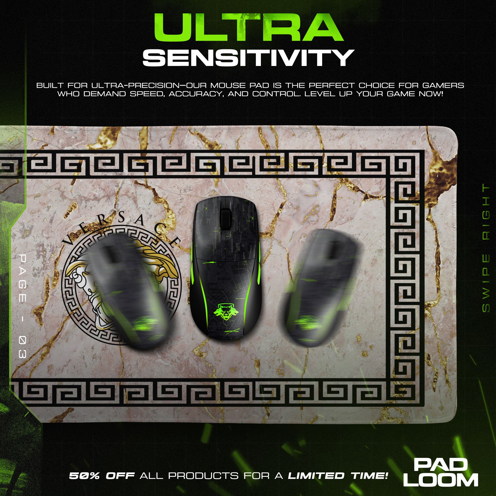 Versace Marble Medusa Mouse Pad - Elegant Desk Mat