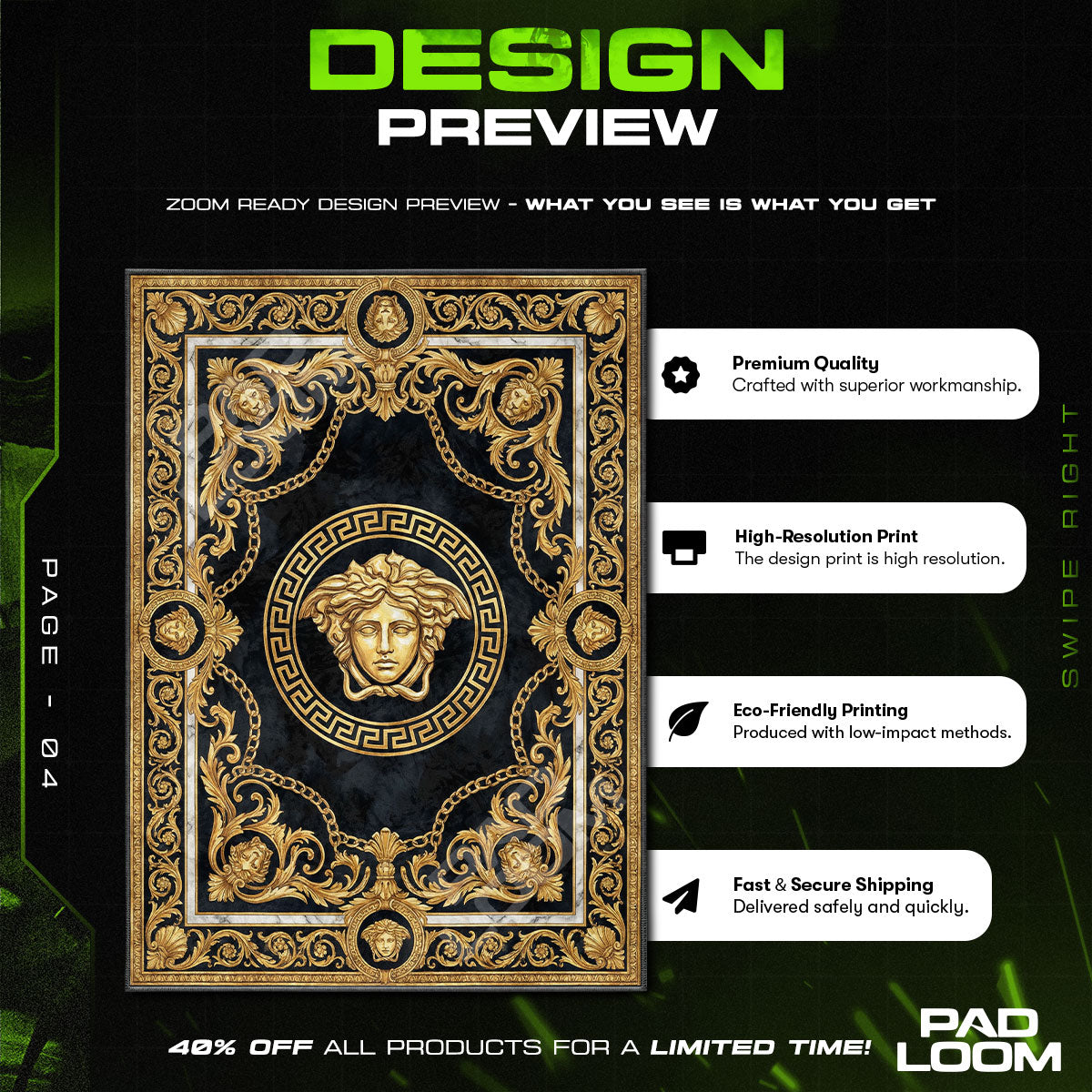 Versace Medusa Baroque Rug - Italian Luxury Floor Mat