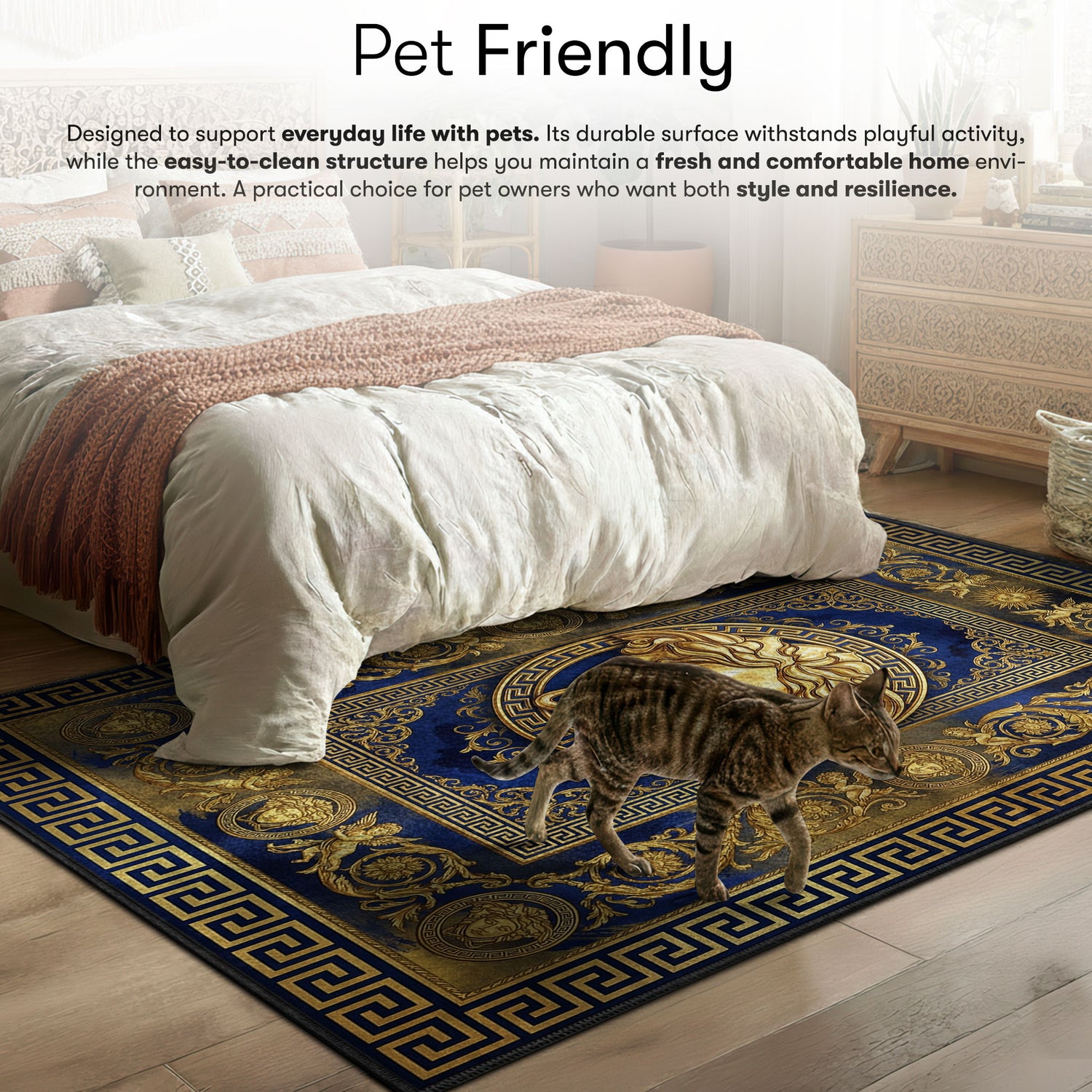 Versace Medusa Blue Rug - Luxury Floor Mat